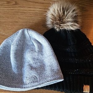 2 beanies 1 North Face grey other black knit So brand multi colors rabbit pom